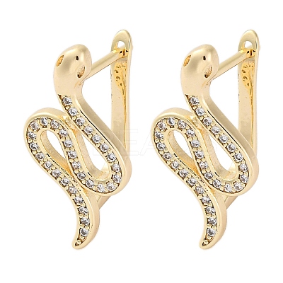 Brass Clear Cubic Zirconia Hoop Earrings EJEW-Q014-36G-1