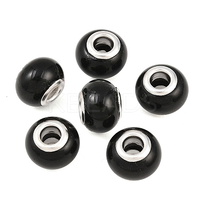 Spray Painted Glass European Beads X-GPDL-R001-11S-1