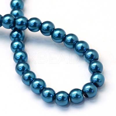 Baking Paint Pearlized Glass Pearl Round Bead Strands X-HY-Q330-8mm-06-1