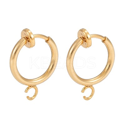 Brass Clip-on Hoop Earring Findings X-KK-P102-01G-1