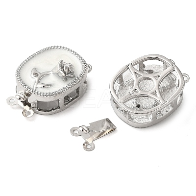 Brass Micro Pave Clear Cubic Zirconia with Enamel Box Clasps KK-G505-02P-1