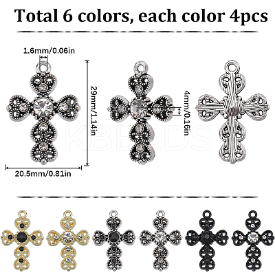 24Pcs 6 Colors Alloy Pendants FIND-SC0007-69-1
