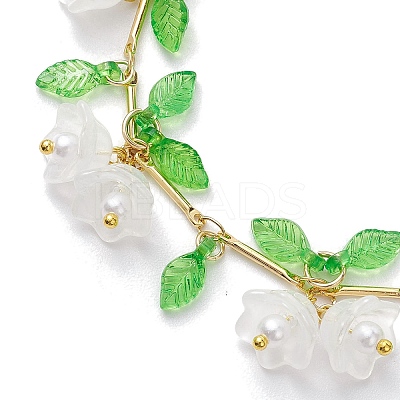 Flower Glass & Acrylic Charm Bracelets BJEW-JB10442-1