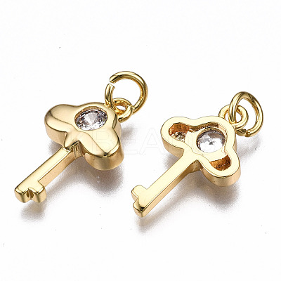 Brass Micro Pave Clear Cubic Zirconia Pendants KK-Q277-056-NF-1