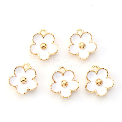 Light Gold Plated Alloy Enamel Pendants X-ENAM-R136-16-1