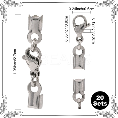20Pcs 304 Stainless Steel Lobster Claw Clasps STAS-YW0003-19-1