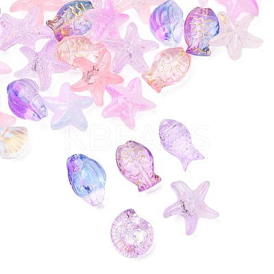 Electroplate and Golden Metal Enlaced Glass Beads EGLA-FS0001-58-1