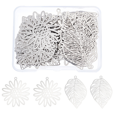 40Pcs 2 Style 201 Stainless Steel Pendants STAS-UN0056-97-1