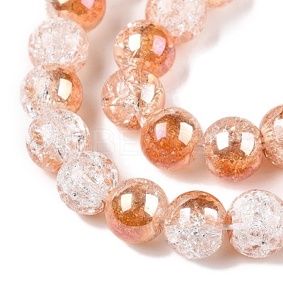Electroplated Crackle Glass Beads Strands X-EGLA-N014-6mm-01-1