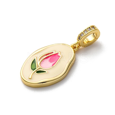 Brass Micro Pave Cubic Zirconia Pendants KK-V009-11G-1