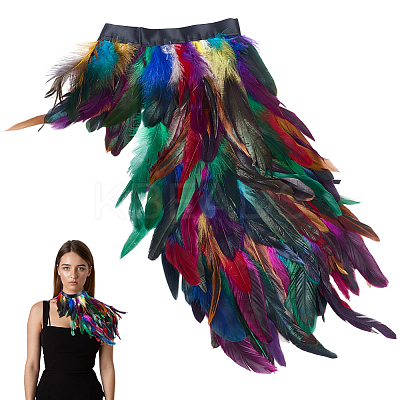Gothic Style Natural Feather Cape AJEW-WH20067-017C-1