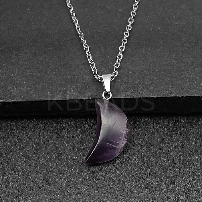 Moon Natural Amethyst Pendant Necklaces LS-AK5365-3-1