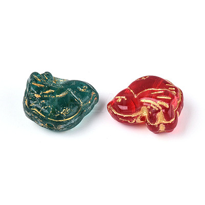 Baking Paint and Golden Metal Enlaced Glass Beads DGLA-T004-28M-1