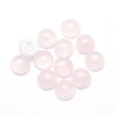 Natural Rose Quartz Cabochons G-P393-R20-6mm-1