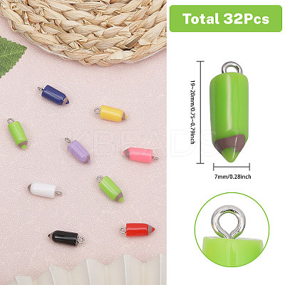 32Pcs 8 Colors Opaque Resin Pendants RESI-GL0001-11-1
