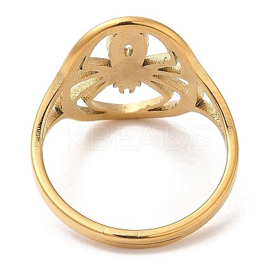 Ion Plating(IP) 304 Stainless Steel Hollow Spider Adjustable Ring for Women RJEW-M149-07G-1