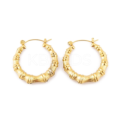 Ion Plating(IP) Bamboo Joint 304 Stainless Steel Hoop Earrings for Women EJEW-G388-01G-1