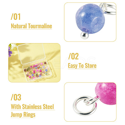 30Pcs Natural Colorful Tourmaline Dice Charms PALLOY-TA00369-1
