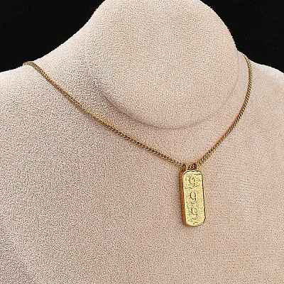 304 Stainless Steel Rectangle Number Pendant Necklaces NJEW-D300-01G-09-1