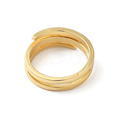 Rack Plating Brass Wire Wrap Double Ring for Women KK-O142-06G-1