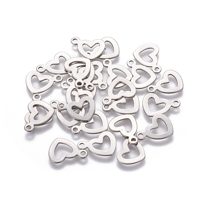 Tarnish Resistant 304 Stainless Steel Open Heart Charms STAS-L234-087P-1