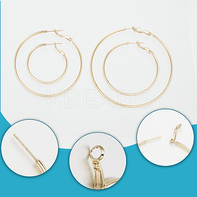 4 Piars 4 Styles Brass Ring Hoop Earrings for Women EJEW-BBC0001-71-1