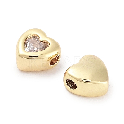 Brass Micro Pave Cubic Zirconia Beads KK-C051-26G-03-1