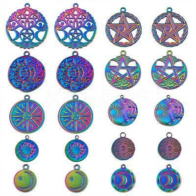 Rack Plating 20Pcs 10 Style 304 Stainless Steel Pendants STAS-SZ0002-60-1