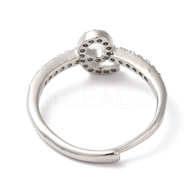 Rack Plating Brass Cubic Zirconia Arabic Letters Adjustable Rings for Women RJEW-S407-10P-05-1