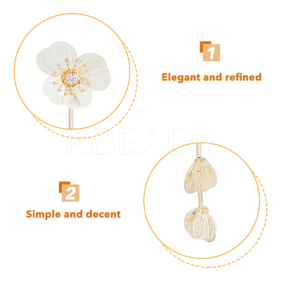 1 Pair Flower with Butterfly Alloy Dangle Stud Earrings EJEW-FI0002-03-1