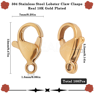 304 Stainless Steel Lobster Claw Clasps STAS-SP0001-73D-1