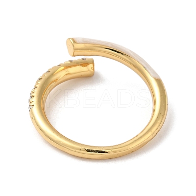 Rack Plating Brass Cubic Zirconia Open Cuff Rings for Women RJEW-S407-04F-1