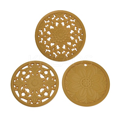 Floral Silicone Heat Insulation Coasters AJEW-K055-01B-1