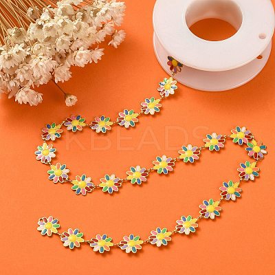 Enamel Daisy Flower Link Chains CHS-CJ0001-33-1