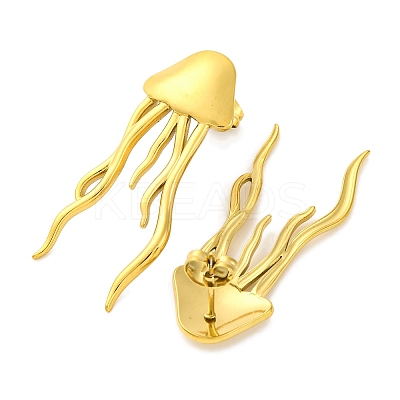 Ion Plating(IP) 304 Stainless Steel Jellyfish Stud Earrings EJEW-D281-29G-1