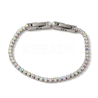 304 Stainless Steel Rhinestone Cup Chain Bracelets BJEW-S002-01F-1