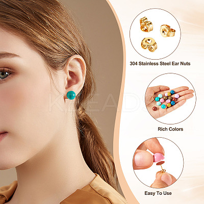DIY Half Round Opaque Resin Stud Earring Jewelry Kits DIY-TA0010-78-1