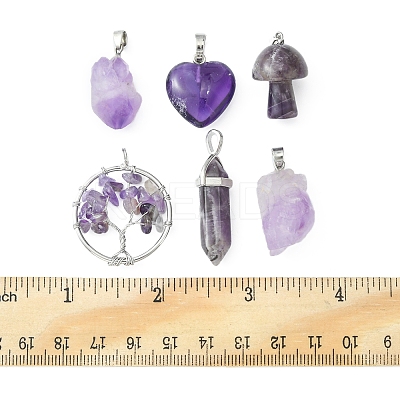 5 Styles Natural Amethyst Pendants G-FS0002-47-1
