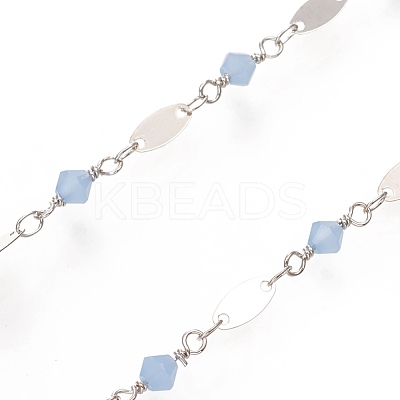 Soldered Handmade Faceted Glass Beaded Chains CHC-G008-08P-01-1