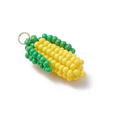 Round Glass Seed Bead Corn Pendants PALLOY-MZ00663-1
