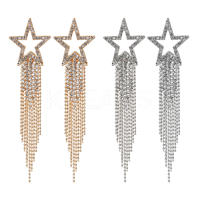 2 Pairs 2 Colors Alloy Hollow Star Dangle Stud Earrings EJEW-AN0003-77-1