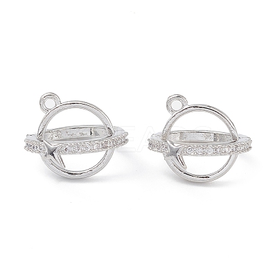 Rack Plating Brass Pave Clear Cubic Zirconia Bead Cage Pendants KK-G464-10P-1