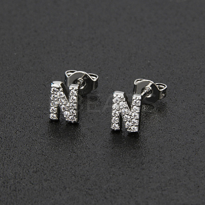 Brass Micro Pave Clear Cubic Zirconia Stud Earrings FS-WGC2F12-14-1