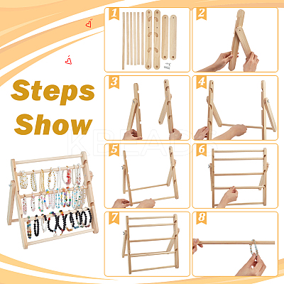 4-Tier Detachable Wood Bracelet Organizer Display Stands BDIS-WH0019-003-1