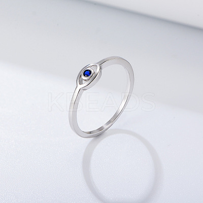 Evil Eye 925 Sterling Silver Micro Pave Cubic Zirconia Finger Rings for Women FS-WG42376-03-1