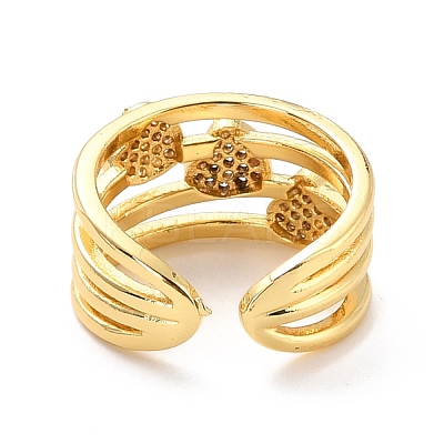 Heart Cubic Zirconia Cuff Finger Ring for Valentine's Day X-RJEW-C004-04-RS-1