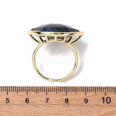 Horse Eye Natural Gemstone Cuff Rings RJEW-M076-04G-1