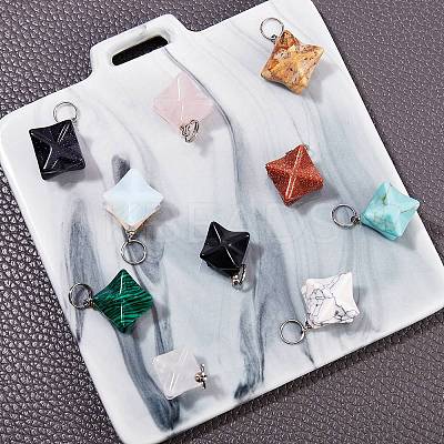 10Pcs 10 Style Natural & Synthetic Gemstone Pendants G-SZ0001-58-1