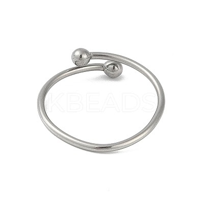 Non-Tarnish 304 Stainless Steel Round Ball Open Cuff Finger Rings for Women RJEW-C105-01P-1