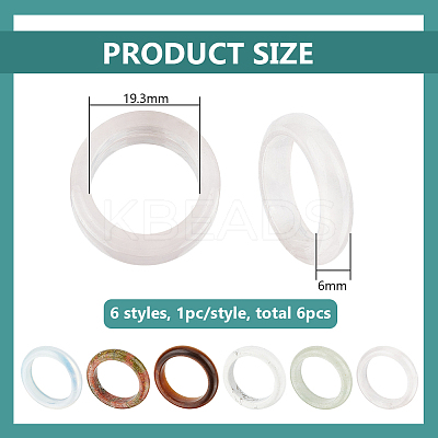 6Pcs 6 Styles Natural & Synthetic Gmestone Finger Rings for Unisex RJEW-BC0001-25-1